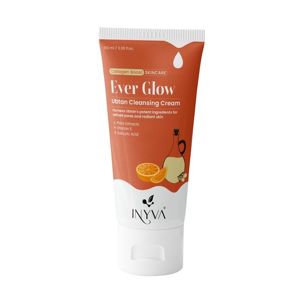 INYVA EverGlow Himalayan Ubtan Cleansing Cream, Soap-Free Face Cleanser with Algae Extract & Vitamin E, Nourishes & Rejuvenates Skin, Natural Glow, 100ml