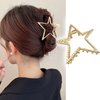 Star Hair Clips Gold Metal Hair Accessories for Women Girls Elegant Shiny Five-Pointed Star Shape Hair Claw Clips Hairpins Strong Hold Nonslip Hair Clip for Thick or Thin Hair Goddess Look 1 Pcs