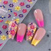 Tyuimhx 5 Sheets Flowers Nail Art Stickers Decals 5D Embossed Self-Adhesive Daisy Nail Stickers Summer White Yellow Red Floral Nail Decals Supplies for Women Girls DIY French Nail Tip Nail Decorations