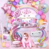 DUILE Unicorn Balloons Unicorn Birthday Party Decorations for Girls Foil Balloons Set Macaron and Rainbow Balloon Wedding Baby Shower Party Supplies (6)