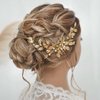 Gorais Leaf Bride Wedding Hair Comb Gold Bridal Hair Pieces Pearl Headpiece Hair Accessories for Women and Girls
