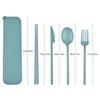 Camping Utensil Set, Reusable Utensils Set with Case, Plastic Cutlery Set Forks Spoon Tableware Chopsticks, Portable Cutlery Set for Travel Picnic Camping or Daily Use (Dark Green)