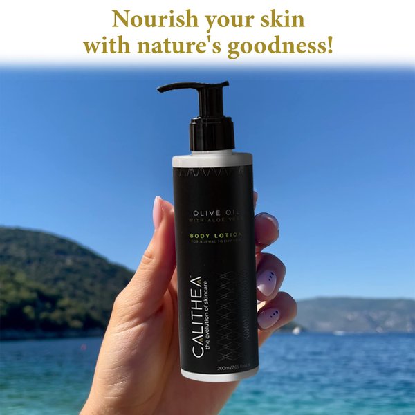 Calithea Body Lotion with Olive Oil & Aloe Vera - Body & Face Moisturizer-Intense Hydration Moisturizing Cream - Non-Greasy, Fast Absorbing & Lightweight Hydrating Lotion - For All Skin Types