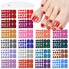 JERCLITY 440 Pieces 20 Sheets Bright Solid Color Toenail Wraps Toe Nail Polish Strips Self-Adhesive Full Nail Stickers Colorful Nail Art Decals Strips with Nail File for Women Girls Nail Art
