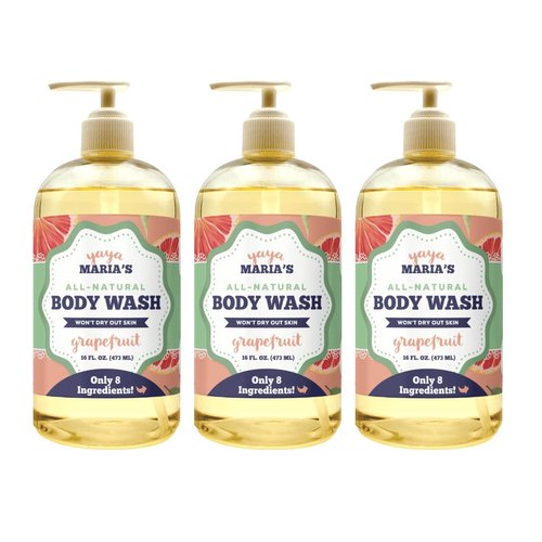 Yaya Maria's Natural Body Wash, Only 6 Ingredients, 100% Nontoxic, Keeps Skin Soft, Cruelty-Free (Grapefruit)