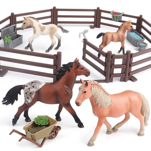 PREBOX Horse Toys for Girls and Boys - Gift Ideas and Birthday Presents for Kids 4-6 6-12, Farm Animals and Horse Figurines for Spirit of Adventure