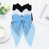 GOORAIFU Hair Bows for Women, 3pcs Black White Blue Hair Clips Girls, Hair Barrettes with Long Tail Chiffon Ribbons Cute Hair Accessories