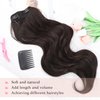 ZGYAIR Invisible Wire Hair Extensions with Transparent Wire Adjustable Size 5 Secure Clips V-Shaped Long Wavy Secret Dark Brown Hair Extension 20 Inch for Women