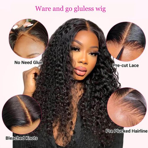Binrris Wear and Go Glueless Wigs Human Hair Water Wave Transparent Lace Front Wigs 13x4 Lace Frontal Wigs With Elastic Band For Black Women 180% Density Water Wave Wigs Human Hair (24)