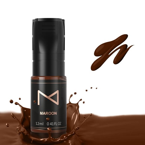 M Cosmetic LIQUID Pigment for Eyebrows/Brows Machine Use – Permanent Makeup Tattoo Ink Supplies Color Set 12ml (Maroon)