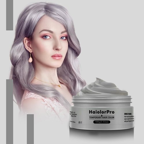 HaiolorPro Silver Gray Hair Color Wax Temporary Washable, Temporary Hair Color Dye for Kids, Hair Makeup Paint Wax for Parties or Cosplay, Hair Coloring Products No Messy (Gray)