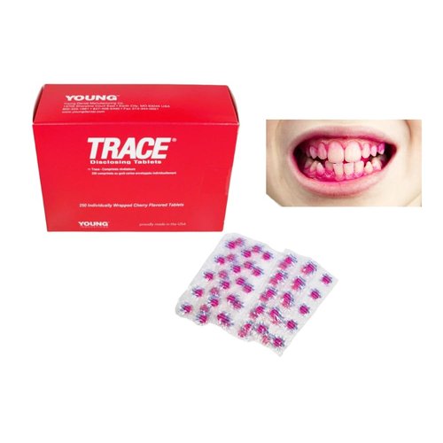 Oral Plaque Disclosing Tablets – Teaches Brushing Habits – Changes Color on Plaque – Fun and Easy to Use for Kids – Box of 250 Individually Wrapped Tablets - Cherry Flavored