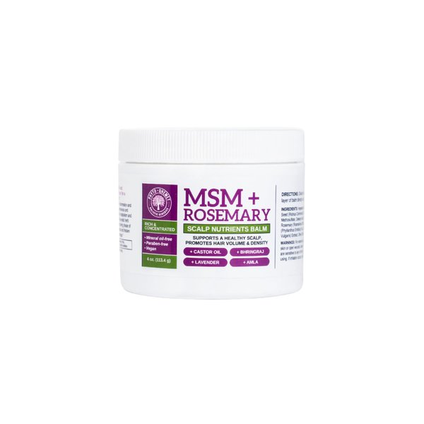 Qhemet Biologics MSM + Rosemary Scalp Nutrients Balm | Scalp Food for Hair Growth | MSM, Rosemary, Bhringraj, Castor Oil & Coconut Oil | For Dry Scalp, Thinning & Slow Growth | Vegan (4 oz)