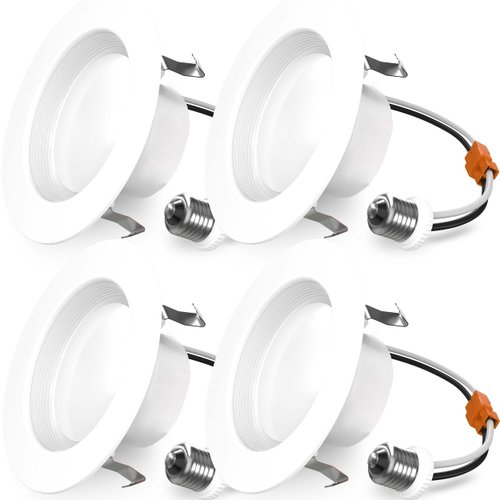 Sunco 4 Pack Retrofit LED Recessed Lighting 4 Inch, 3000K Warm White, Dimmable Can Lights, Baffle Trim, 11W=60W, 660LM, Damp Rated - ETL