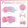 Xuhal 24 Pcs Sleepover Party Favors for Teenager Girl, Spa Headband Plush Eye Mask Bow Makeup Headbands Head Wraps Sleep Blindfold Masks for Sleepover Birthday Party (Solid Color and Tie Dyed)
