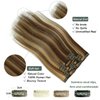HUAYI Clip in Real Human Balayage Hair Extensions Chocolate Brown To Caramel Blonde 20in 70g 7pcs Straight Silky Hair Extensions For Women(20inch 7pcs 70g)
