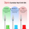 ASWEINA 3pcs/Pack Nail Drill Bits for Acrylic Nails, 3/32" Carbide Bits Fast Remove Acrylic or Hard Gel Polishing Suitable for Manicure Pedicure Nail Art Cuticle Bits(M6)