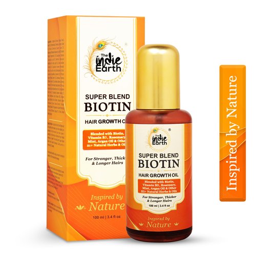 The Indie Earth Rosemary Mint & Biotin Hair Oil Formulated with Biotin, Vitamin B5, Vitamin E, Rosemary, Mint, Argan Oil & other 21+ Natural Herbs & Oils 100 ml