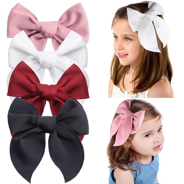 6 Inch 4pcs Hair Bows for Girls, Toddler Hair Bows, Alligator Clips for Girls, Girls Hair Bows,Hair Accessories for Girls, Hair Accessories Bows for Girls Toddlers Kids