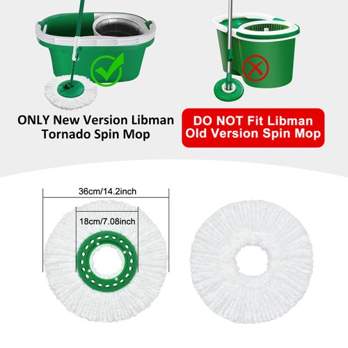 Reusable Mop Head Replacement for Libman Tornado Spin Mop Thick Microfiber Spin Mop Refill Heads for Libman Tornado Spin Mop System, Easy to Replace and Machine Washable, Wet Dry Clean (White, 3 Pack)