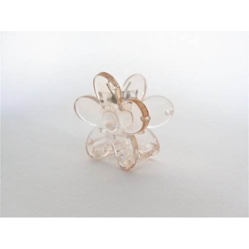 Generic Small clear transparent peachy pink flower hair claw clip for thin fine hair