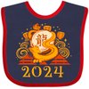 inktastic 2024 Chinese New Year Dragon Baby Bib Navy and Red 42eff