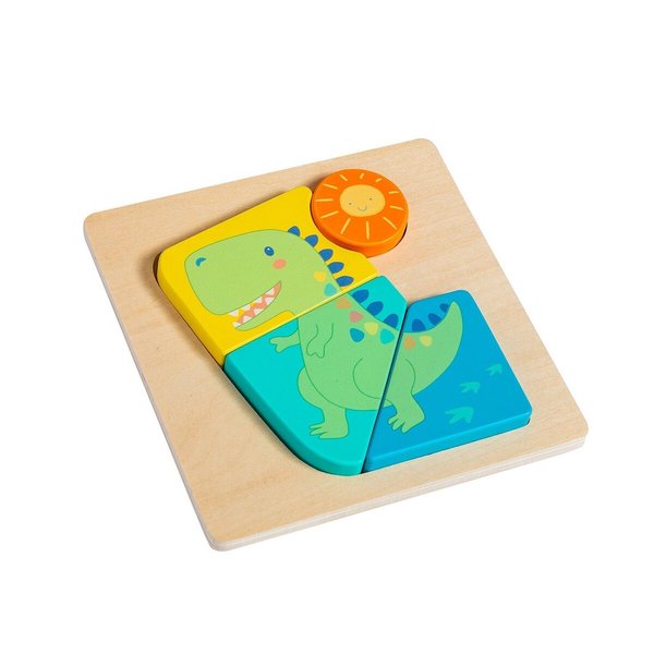 Mary Meyer LittleWood Puzzles Wooden Puzzle for Toddlers, Preschool Gift for 18+ Months, Fun & Educational Baby Toy, 5.5 x 5.5-Inches, Dinosaur