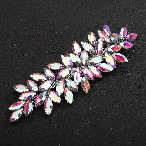Teyglen Crystal Bride Wedding Hair Clips Bridal Red Rhinestone Hair Clip Handmade Full Rhinestone Hair Barrette Hair Pieces Sparkly Crystal Headpieces Hair Accessories for Women Bride Girls (Ab Color)