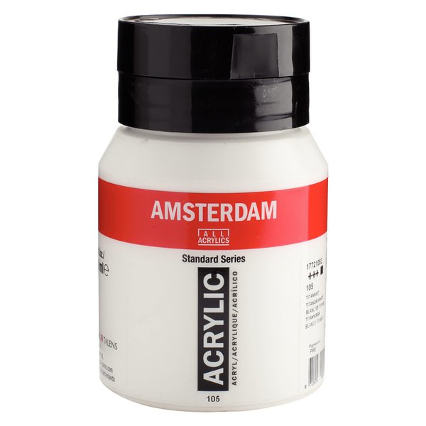 Royal Talens Amsterdam Standard Series Acrylic Color, 500ml Jar, Titanium White (17091052)