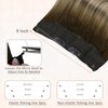 Full Shine Invisible Wire Hair Extensions Real Human Hair Balayage Ombre Wire Hair Extensions 3/8/22 Dark Root Secret Extensions Fishing Line Hair Extensions for Women 80 Grams 16 Inches