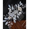 Rumtock Opal Crystal Beads Silver Hair Comb Hair Pins Set for Wedding Brides Women Banquet Dancing Ball Handmade Hair Piece (Silver)