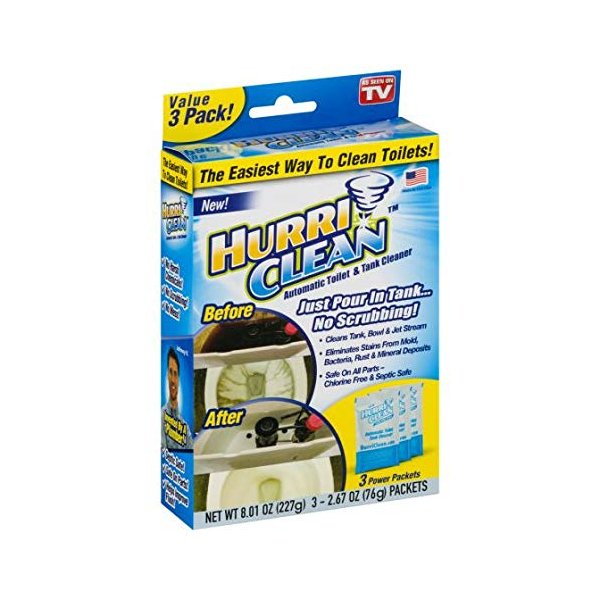 Hurriclean - HC-MO48 Deluxe 3-Pack New and Improved Automatic Toilet Tank Cleaner No Scrubbing