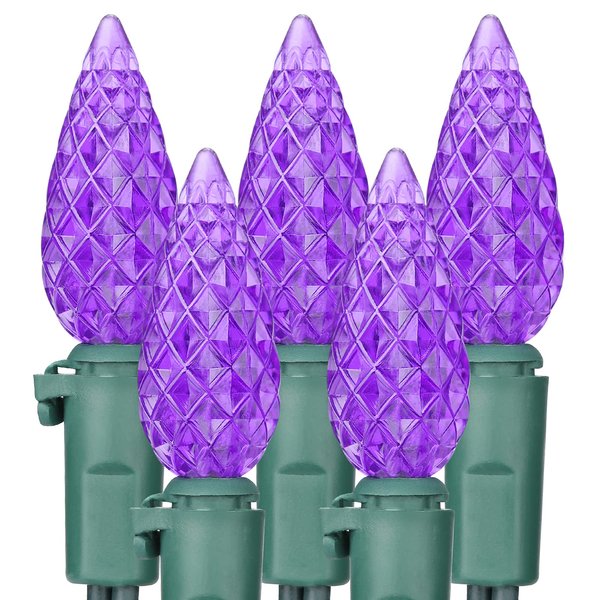 Brizled Purple Halloween Lights, 33ft 100 LED Faceted C5 Halloween String Lights, 120V UL Certified Purple Lights Set Connectable Mini Lights for Indoor & Outdoor Halloween Tree Xmas Party Decorations