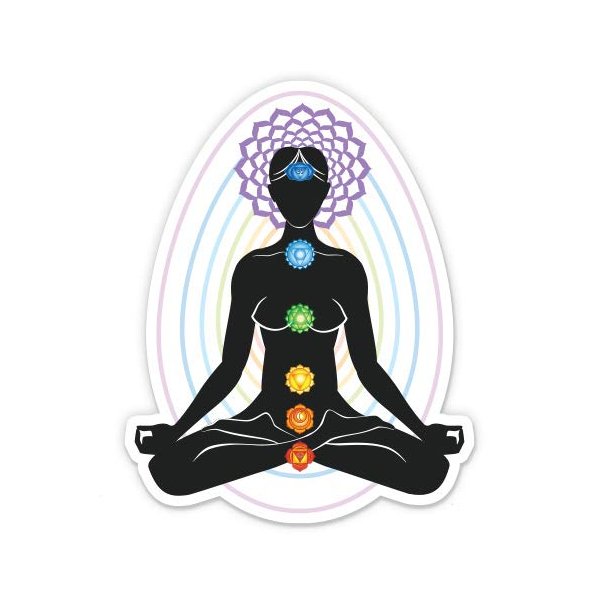 GT Graphics Lotus Pose Meditation Chakras - 8" Vinyl Sticker - for Car Laptop I-Pad - Waterproof Decal