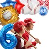 HADCKJA Baseball Balloon Baseball Birthday Party Supplies Number 6 Balloon Baseball Glove Balloon Red Blue Star Red Blue Confetti Balloon for Boy Shower Decorations Birthday Party Decorations 9Pcs