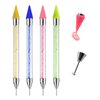4PC Nail Rhinestone Dotting Crayon, Dual-Ended Wax Pen Rhinestone Picking Tool with Acrylic Handle for Nail Art Gemstones Crystals DIY Nail Art Crafts