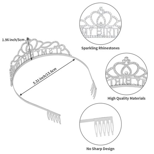 Araluky Birthday Tiara for Women ITS MY BIRTHDAY Crowns for Women Happy Birthday Crown for Girls Birthday Girl Crown Birthday Headband for Women Parties Favors Decorations Gift (Silver)