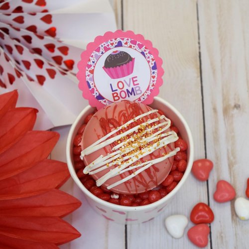 Love Bomb Heart Themed Hot Cocoa Bomb Packaging Sticker Labels for Valentine's Day, Total of 40 2" Circle Stickers (20 Sets of 2) by AmandaCreation