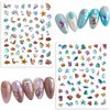 Cute Sea Animal Nail Art Stickers, Laser Little Animal Self-Adhesive Sticker Design, 3D Butterfly Birds Dragonfly Jellyfish Conch Shell Nail Transfer Decals for Women Girls Manicure Beach Decorations