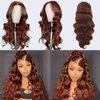 KINSTAR 13x6 Reddish Brown Lace Front Wigs Human Hair HD Lace Front Wigs Human Hair 180 Density Body Wave Frontal Wigs Human Hair with Baby Hair Colored Glueless Wigs 12Inch