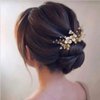 JONKY Flower Hair Comb Gold Leaf Headpieces Pearl Hair Pieces Bridal Hair Side Combs Wedding Hair Accessories for Bride and Bridesmaid