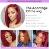 CLong Burgundy Lace Front Wig Human Hair, 14 inch 13x4 Lace Wig Transparent 99j Short Bob Wigs For Black Women Human Hair 150% Density (99j Bob Wig,14inch)