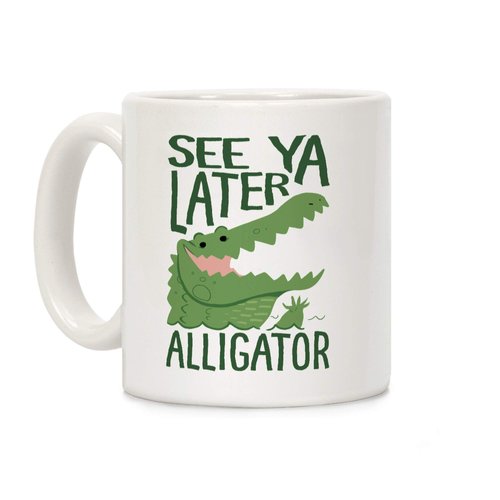 LookHUMAN Alligator Crocodile Coffee Mug - Funny Adult Humor, 11oz, White Ceramic, Reusable, Microwave Safe