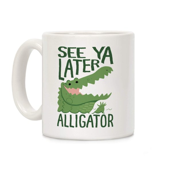LookHUMAN Alligator Crocodile Coffee Mug - Funny Adult Humor, 11oz, White Ceramic, Reusable, Microwave Safe
