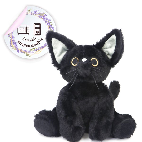 UNIMV Microwavable Black Cat Plush Heating Pad for Cramps and Pain Relief, Lavender Scented Cozy Warm Stuffed Animal, Perfect Stress Relief Gift for Women and Teens (Black Cat)