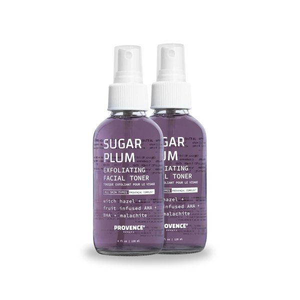 Provence Beauty Sugar Plum Exfoliating Facial Toner – Exfoliating Skin Care Toner for Face – Ideal Face Toner – Clarifies Pores, Visibly Smooths Texture (Pack of 2)