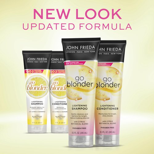 John Frieda Sheer Blonde Go Blonder Shampoo and Conditioner Set for Blonde Hair, Lightening Shampoo and Conditioner with Citrus and Chamomile, featuring our BlondMend Technology, 8.3 oz (2 Pack)