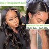 360 Body Wave Lace Front Wigs Human Hair Pre Plucked 180% Density Full Lace Human Hair Wigs Brazilian Virgin Body HD Human Hair Lace Front Wigs for Women Natural Color 22Inch