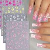 8PCS Hibiscus Flower Nail Art Stickers Summer Flowers Nail Decals Hot Pink Yellow White Pink 3D Self-Adhesive Hawaiian Hibiscus Flower Nail Art Designs Supplies for Women Girls Nail Art Decorations