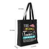 NANOOER Teacher Appreciation Gifts Canvas Tote Bag Black with Inner Pocket for Women Teacher Graduation Christmas, Reusable Grocery Bag